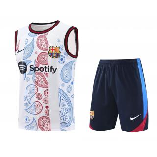Conjunto de camiseta del FC Barcelona 2025/26 (Blanco con rojo)